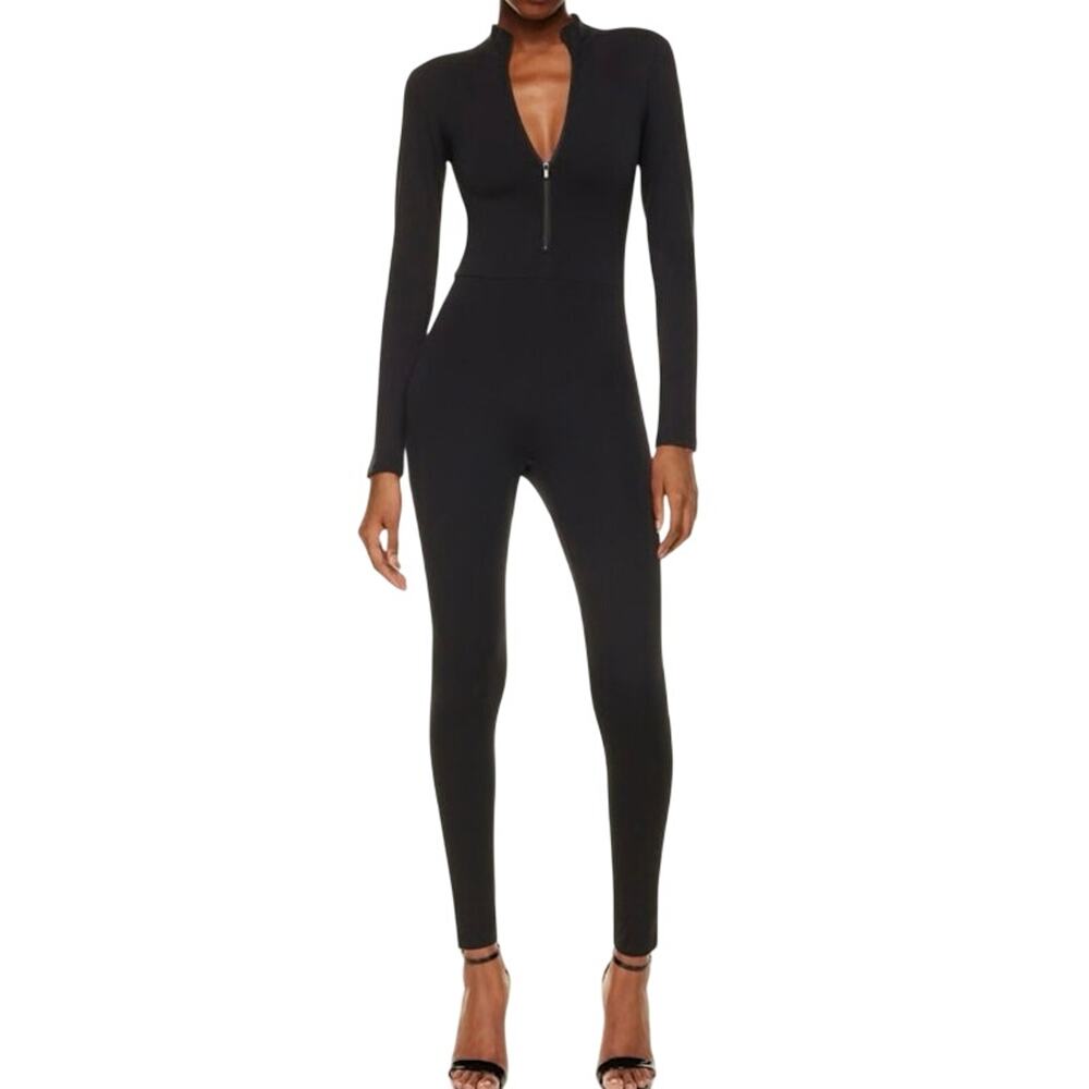 BABATON Aritzia Mickey Contour Black Zip Front Jumpsuit Catsuit - Sz XS